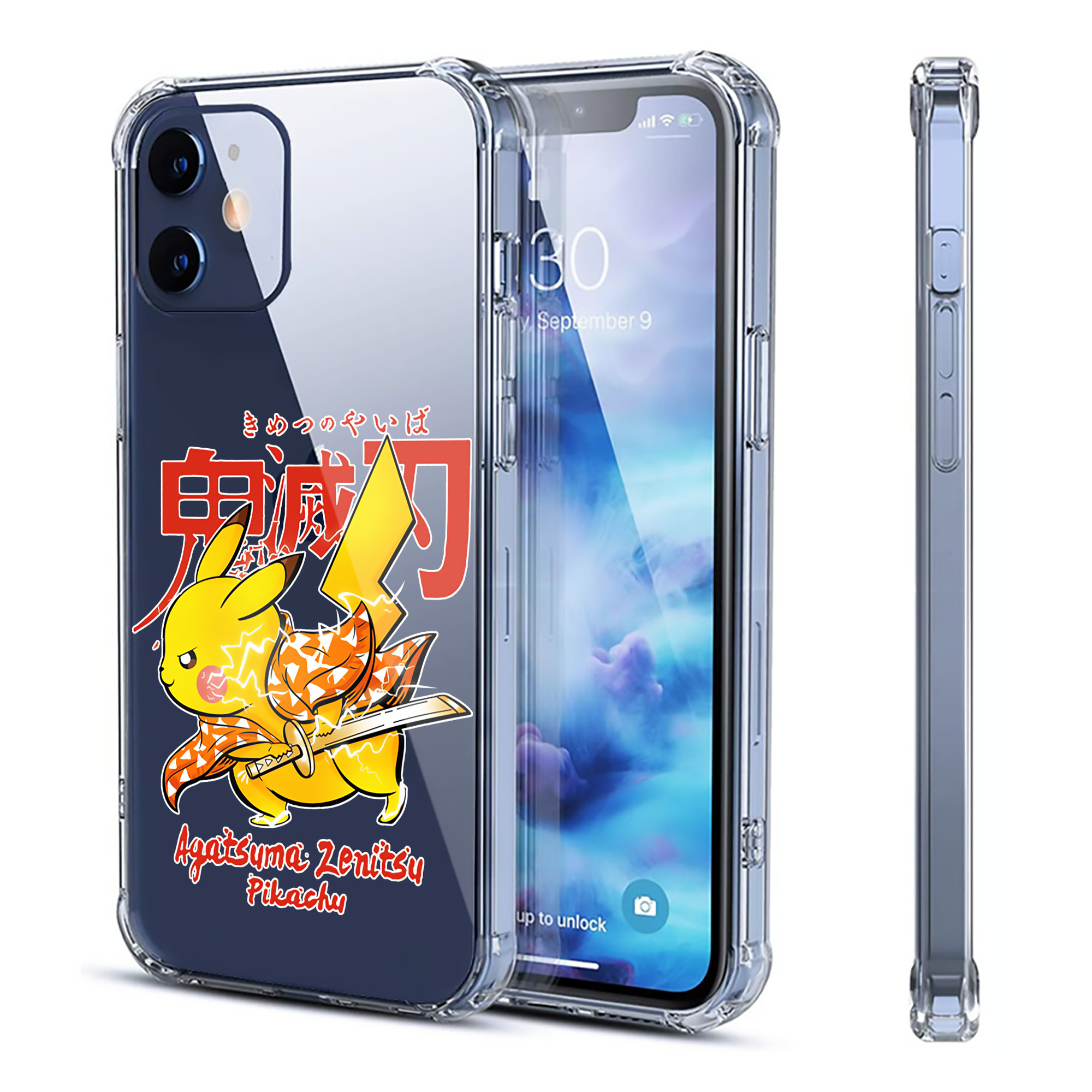 （画像用） 鬼滅の刃（きめつのやいば）我妻 善逸／あがつま ぜんいつ Agatsuma Zenitsu 【iPhone 12シリーズ対応】透明スマホケース（クリアソフトケース）